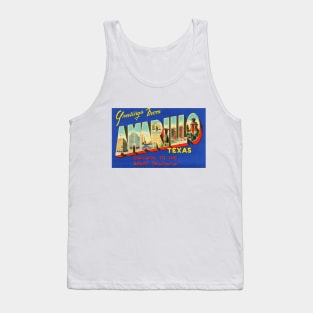 Greetings from Amarillo, Texas - Vintage Large Letter Postcard Tank Top